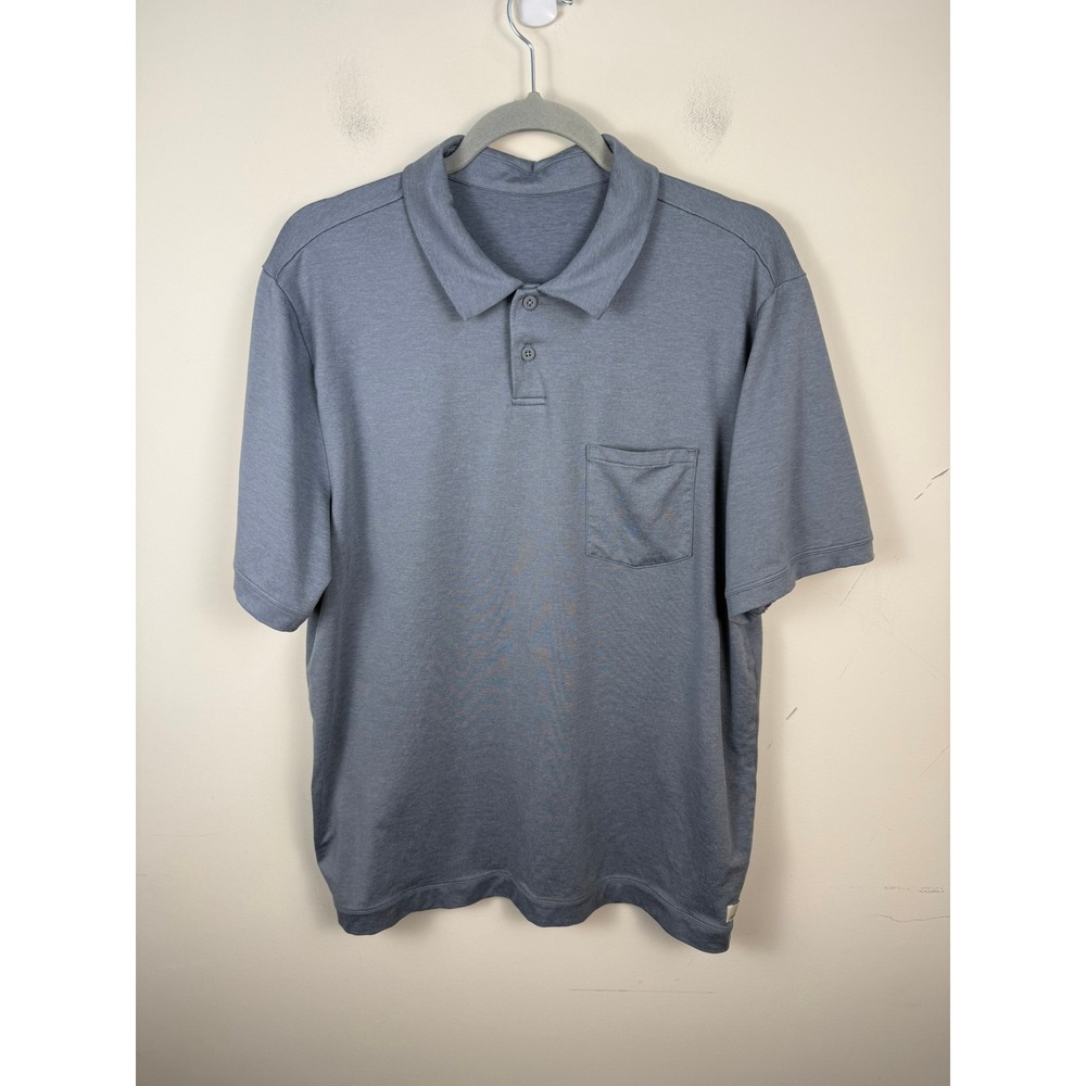 Vuori Mens Short Sleeve Pocket Polo Shirt Heathered Blue Gray Size L